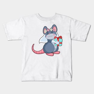 Mouse as Bride with Veil & Gift Kids T-Shirt